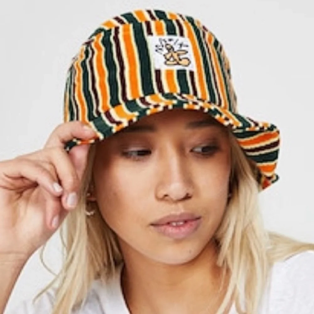 New🌟MISFIT-Mad Men FRIENDS OF ZAMBIA TERRY TOWELLING BUCKET HAT - STRIPE